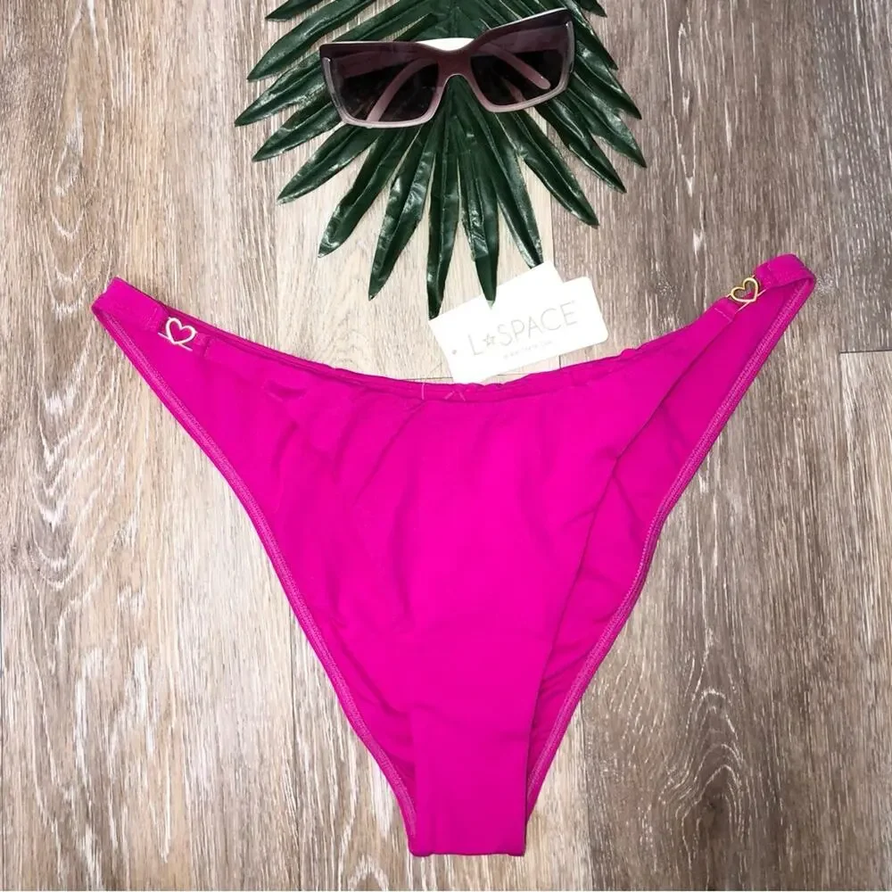 L*Space Ziggy Bikini Bottom in Bougainvillea Pink L NWT